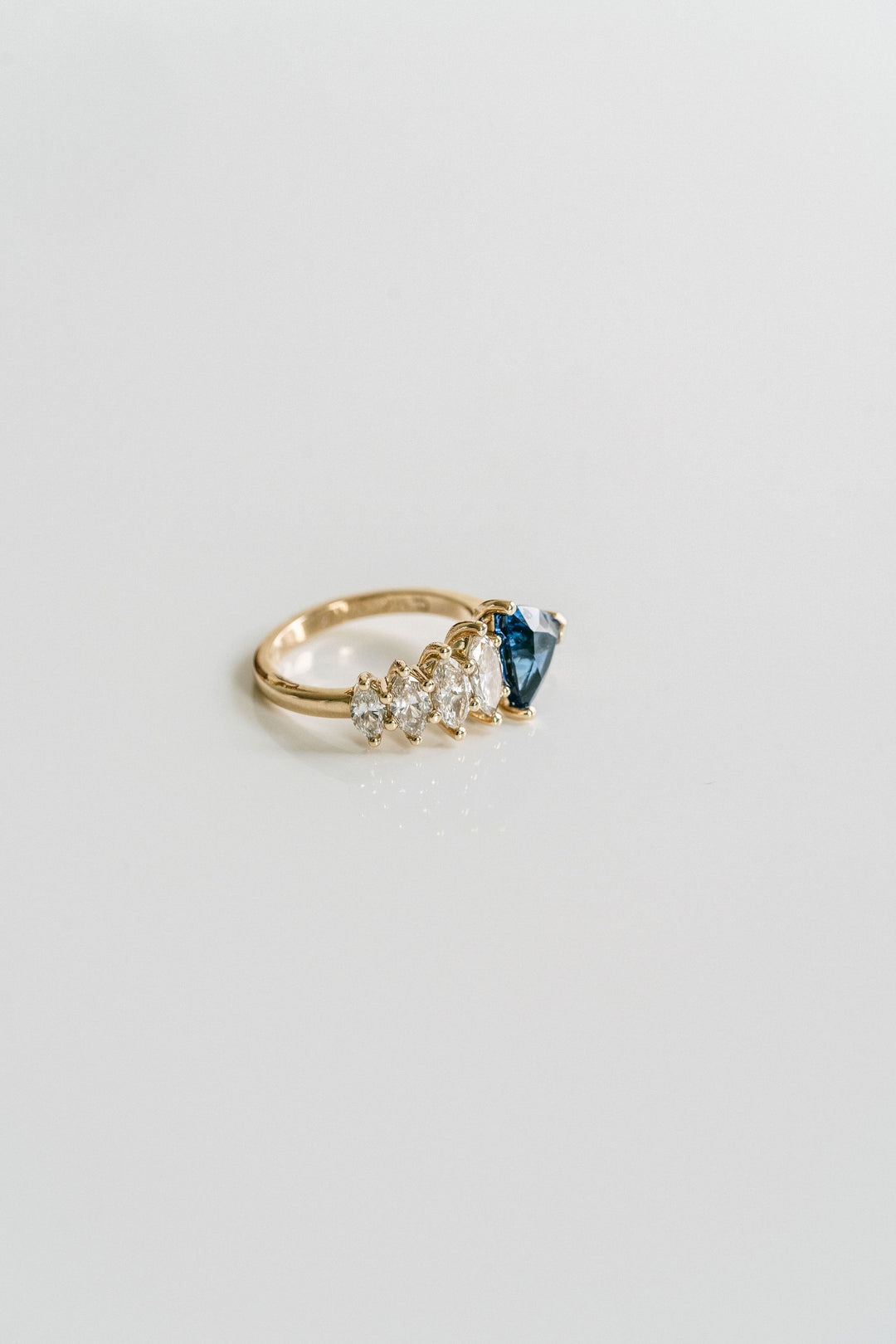 Trillion Cut Blue Sapphire Marlin Ring