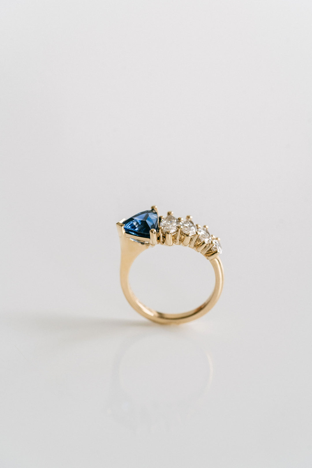 Trillion Cut Blue Sapphire Marlin Ring