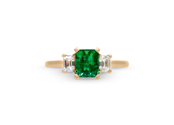 1.02ct. Emerald Cut Emerald with Emerald Cut Accents