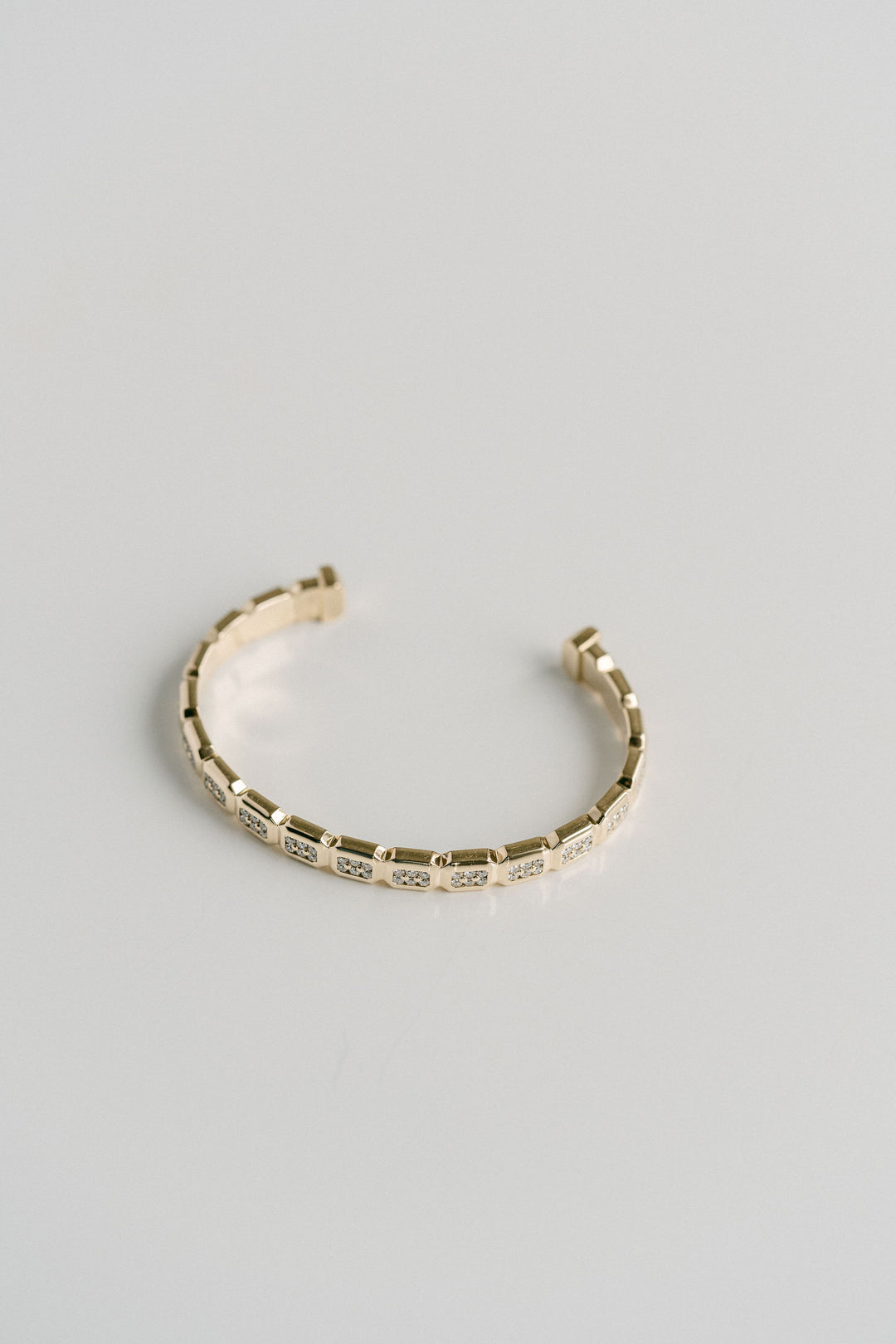Faceted Geometric Diamond Pavè Cuff Solid 14k Yellow Gold, 14k White Gold - Spring Bridal 2024
