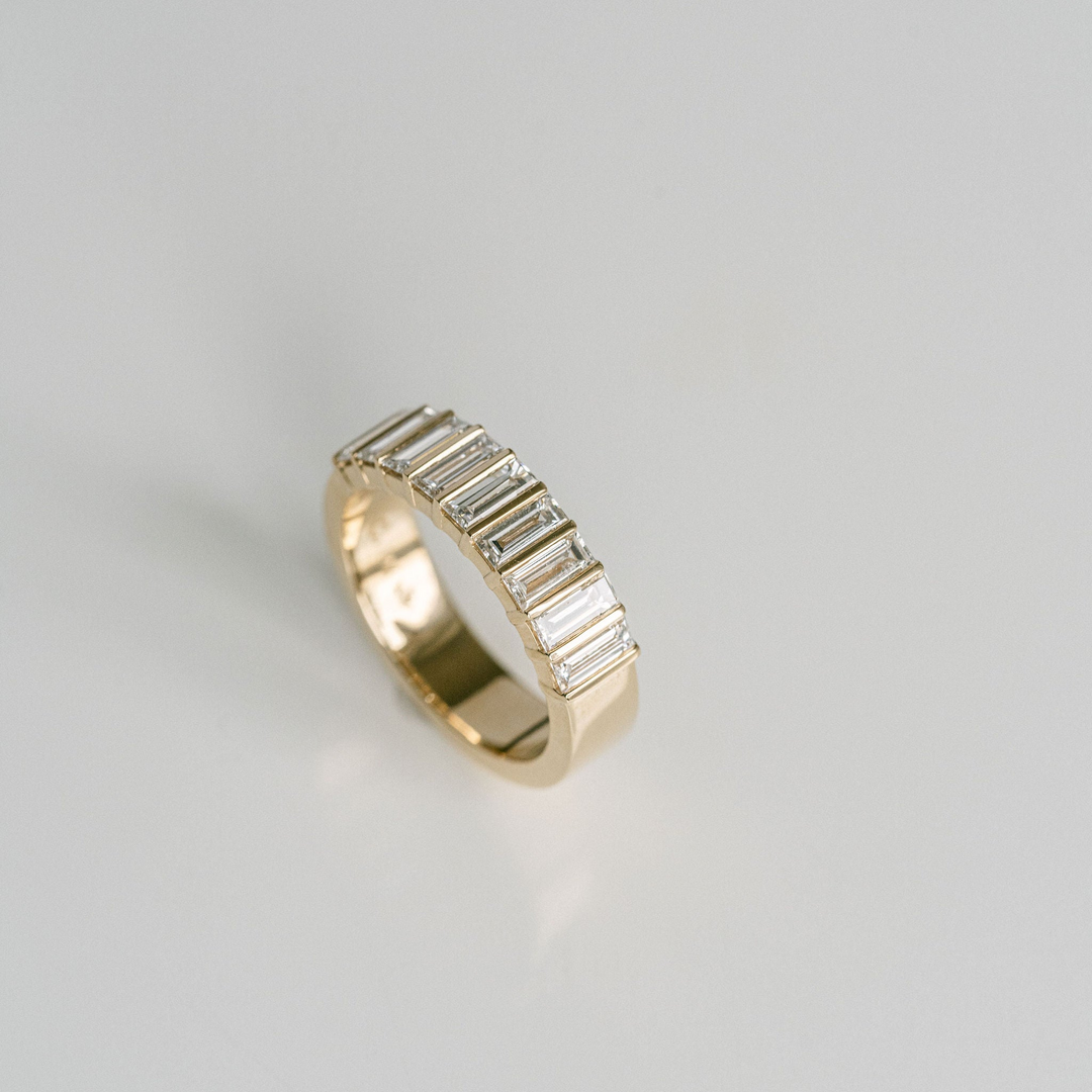 Baguette Diamond Bar Set Band