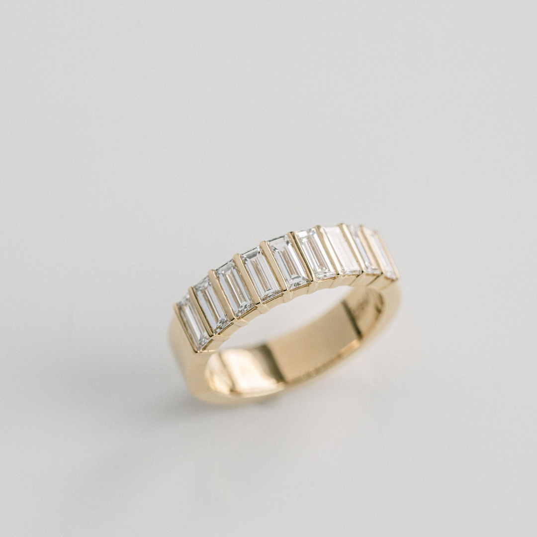 Baguette Diamond Bar Set Band