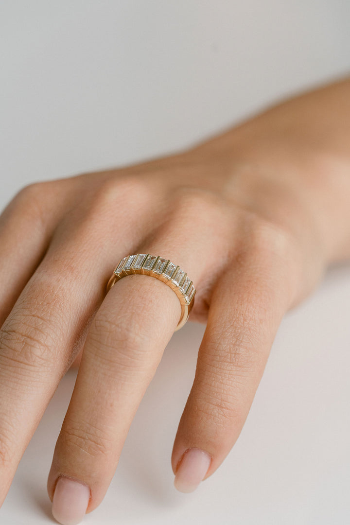 Baguette Diamond Bar Set Band 14k YG - Cavalier Spring Bridal 2024