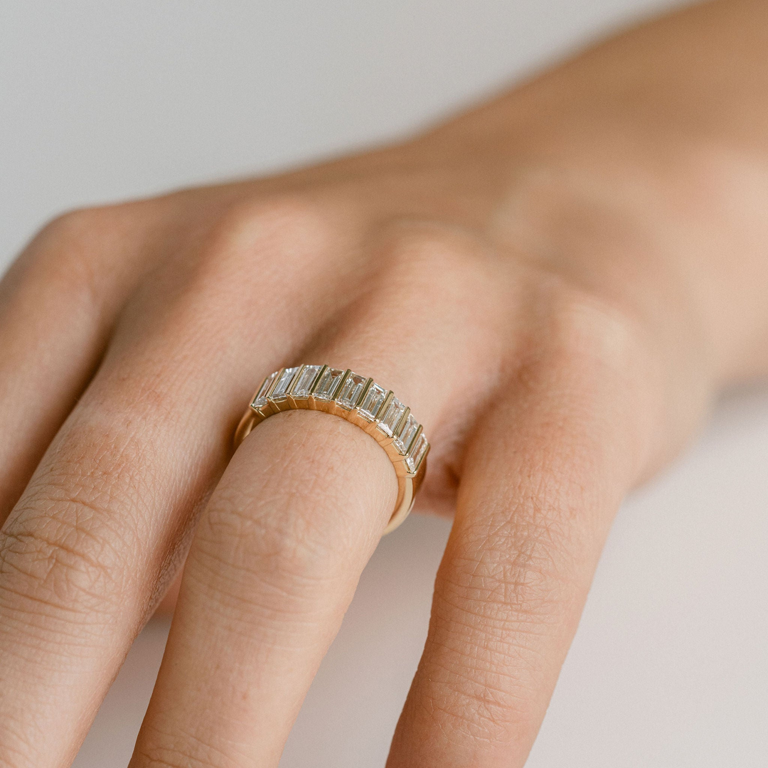 Baguette Diamond Bar Set Band