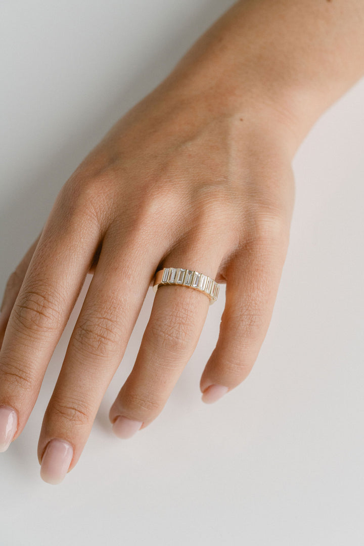 Baguette Diamond Bar Set Band 14k YG - Cavalier Spring Bridal 2024