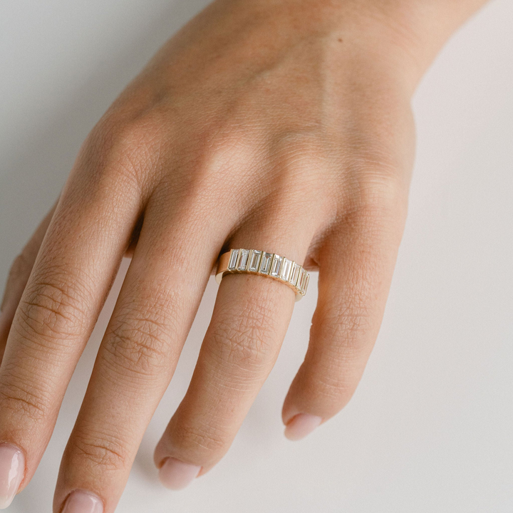 Baguette Diamond Bar Set Band