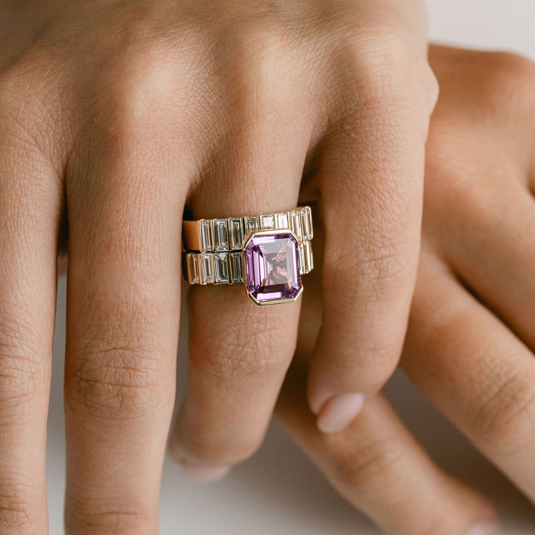 Baguette Diamond Bar Set Band
