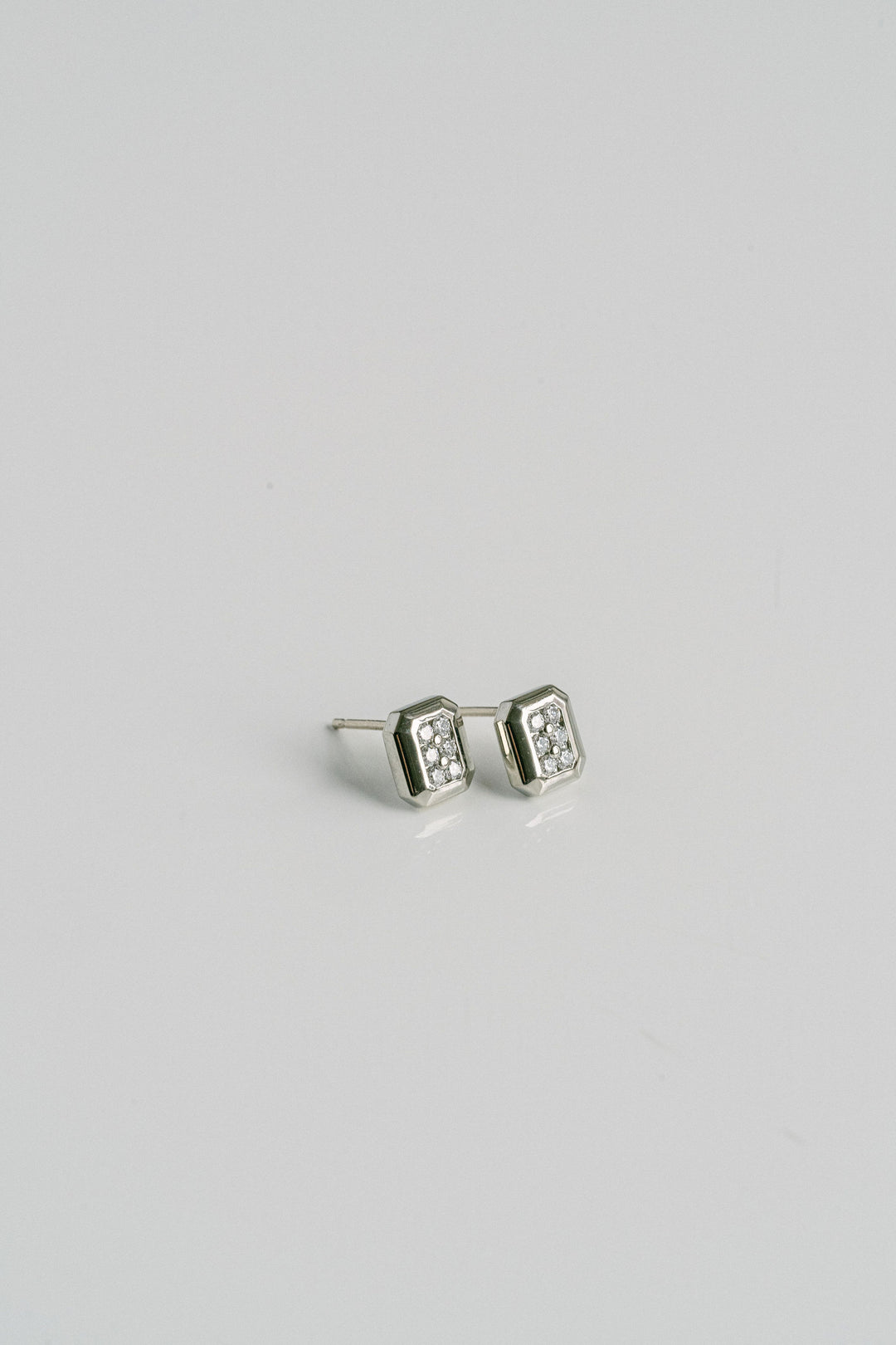 Faceted Geometric Diamond Pavé Stud Earrings, 14k Yellow Gold 14k White Gold - Spring Bridal 2024