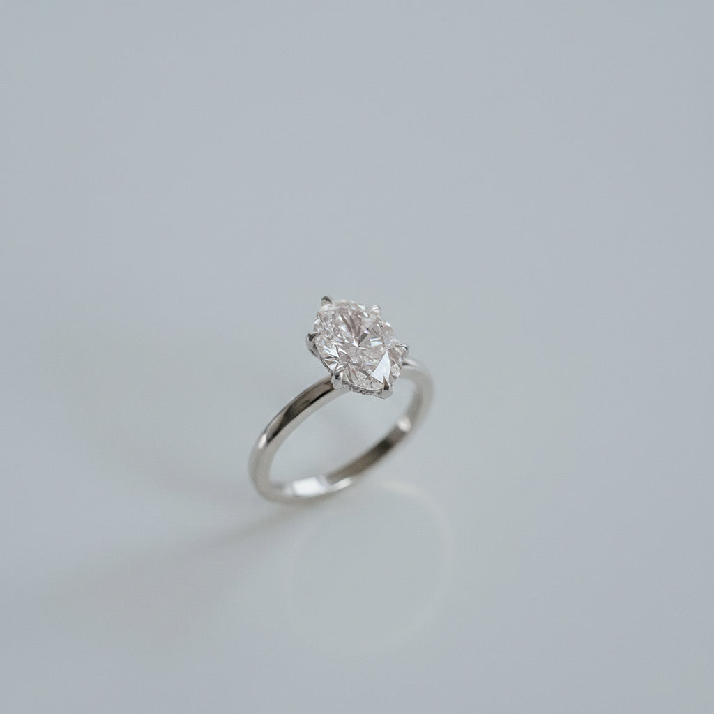 Oval Diamond Six Prong Solitaire With Collar