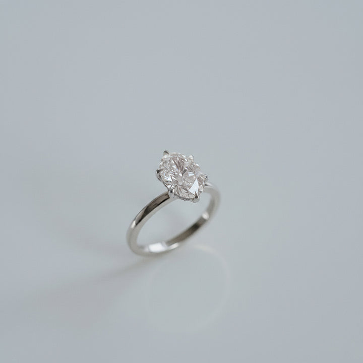 Oval Diamond Six Prong Solitaire With Collar