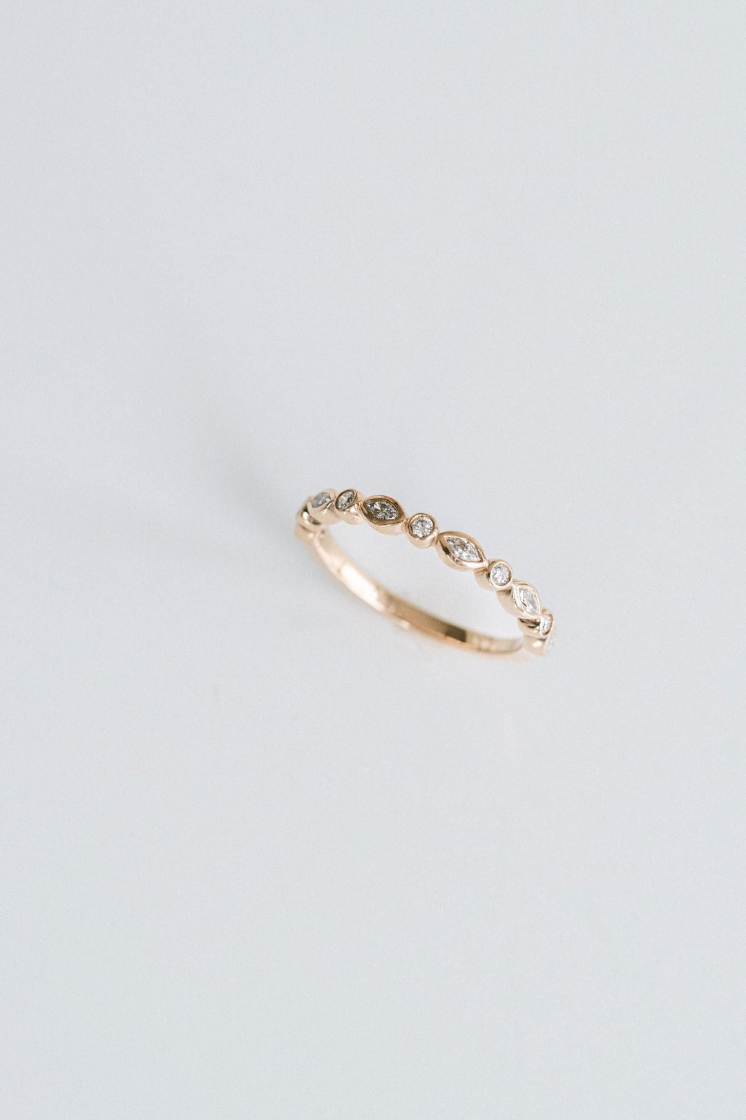 Alternating Round and Marquise Diamond Bezel Band