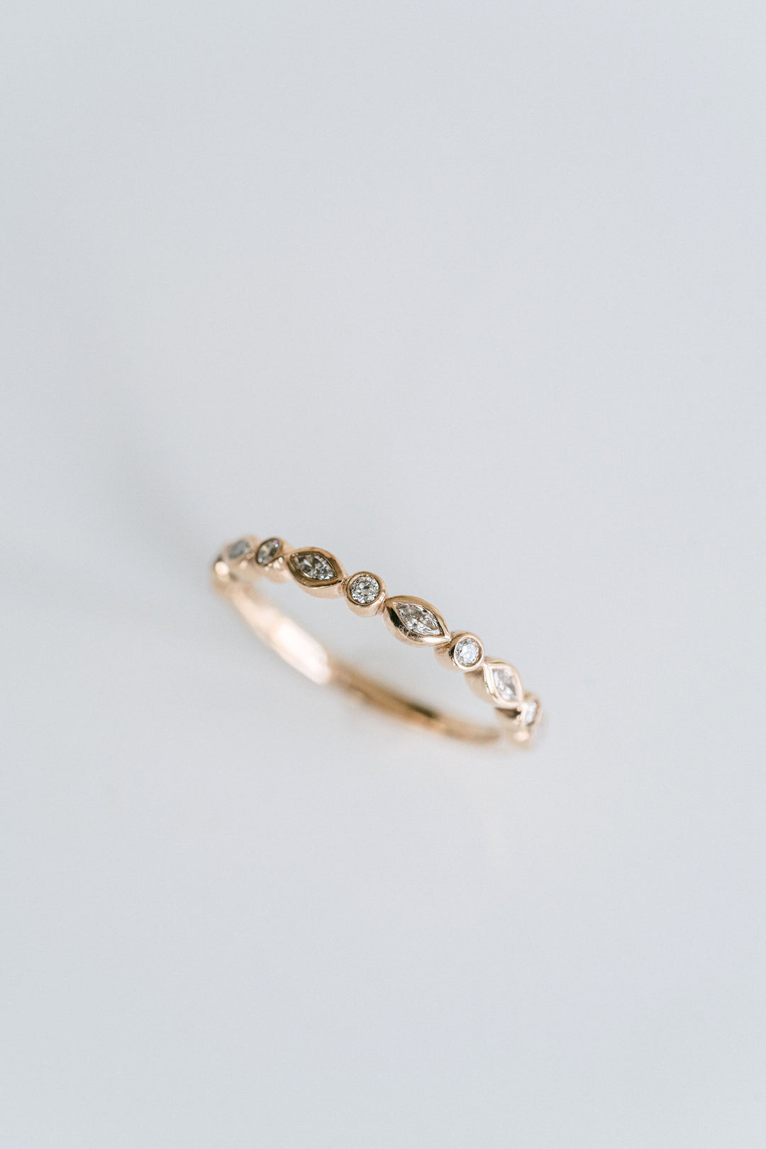 Alternating Round and Marquise Diamond Bezel Band