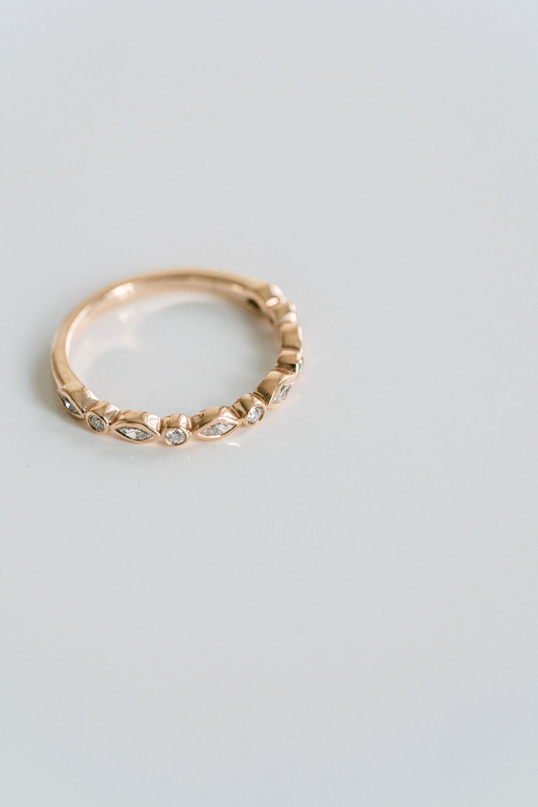 Alternating Round and Marquise Diamond Bezel Band