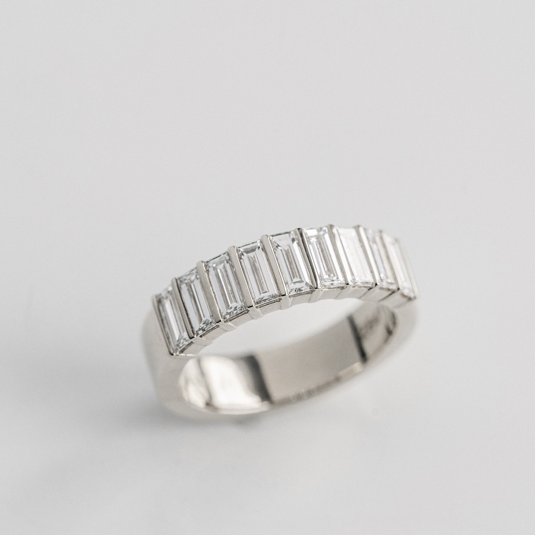 Baguette Diamond Bar Set Band