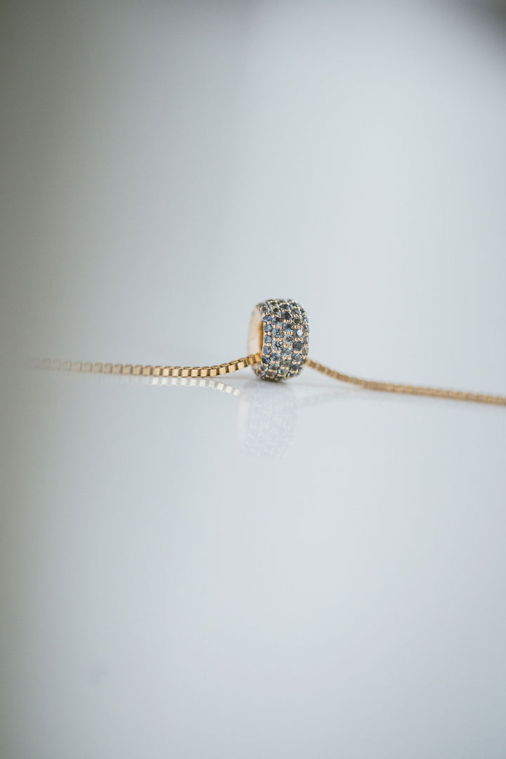 Blue-Green Sapphire Pavé Round Torus Pendant