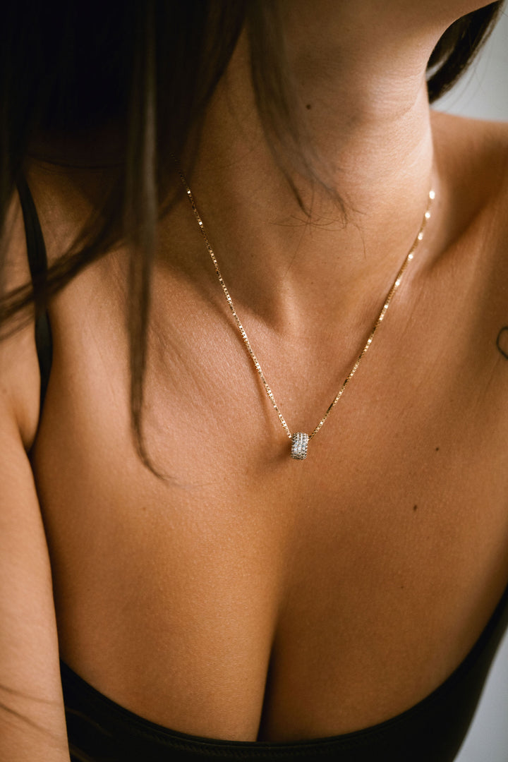 Blue-Green Sapphire Pavé Round Torus Pendant