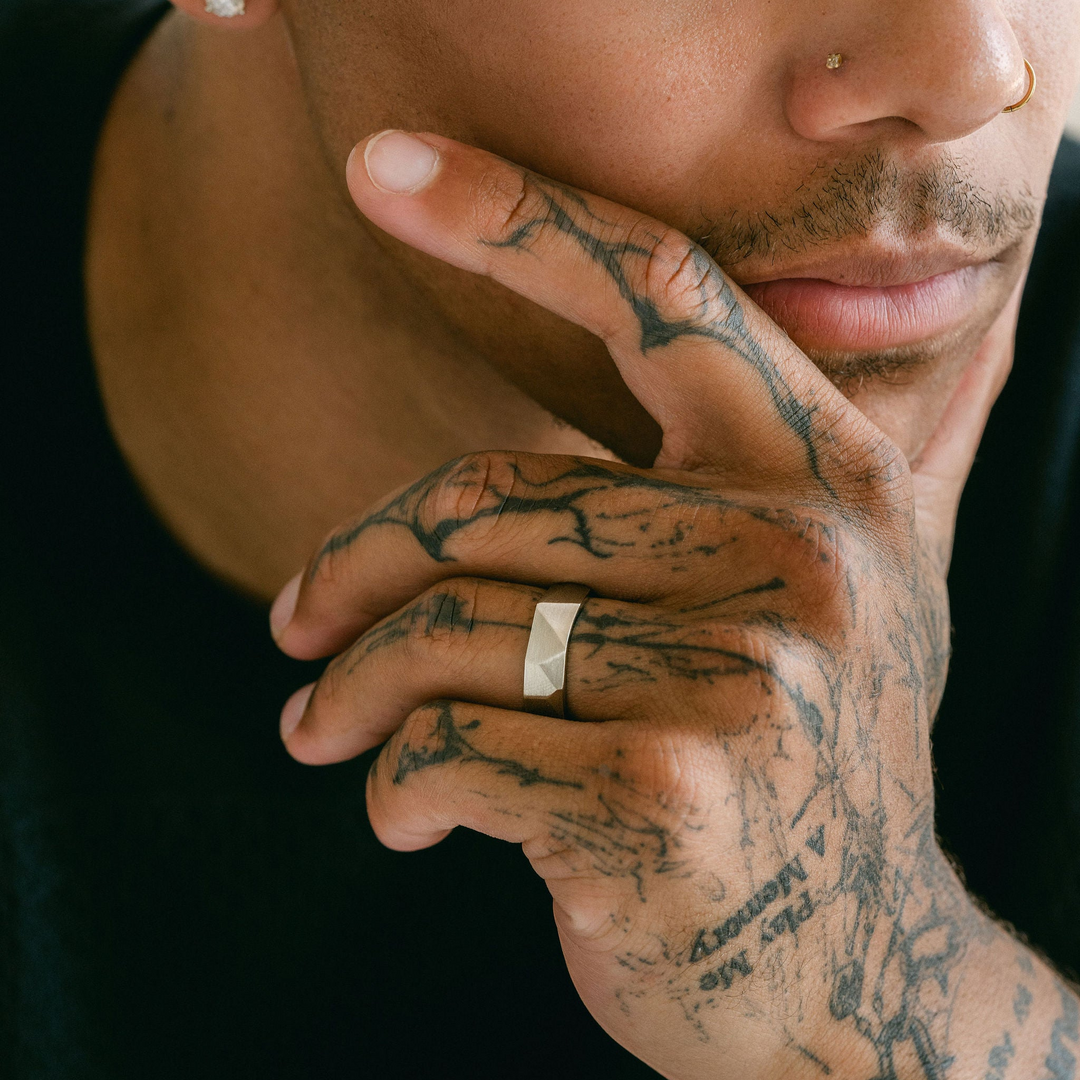 Brushed Faceted Mens Band