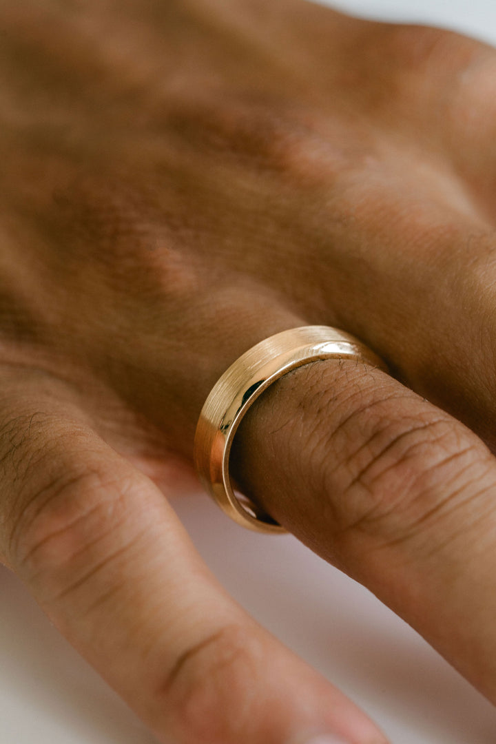 Brushed Flat Mens Band With Bevel Edge