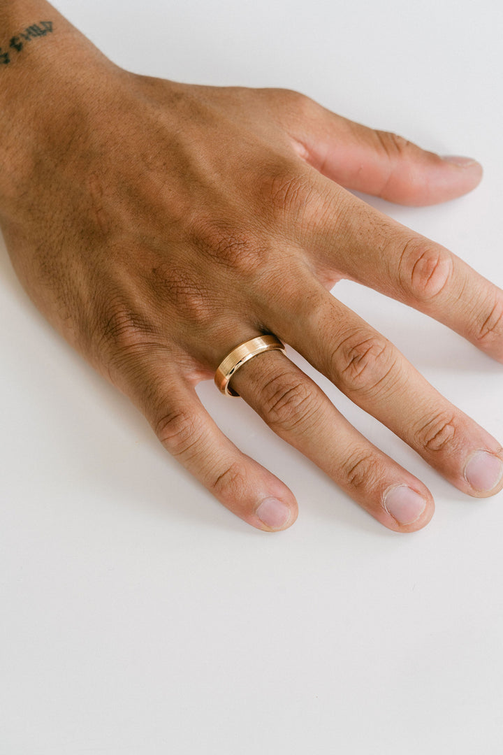 Brushed Flat Mens Band With Bevel Edge