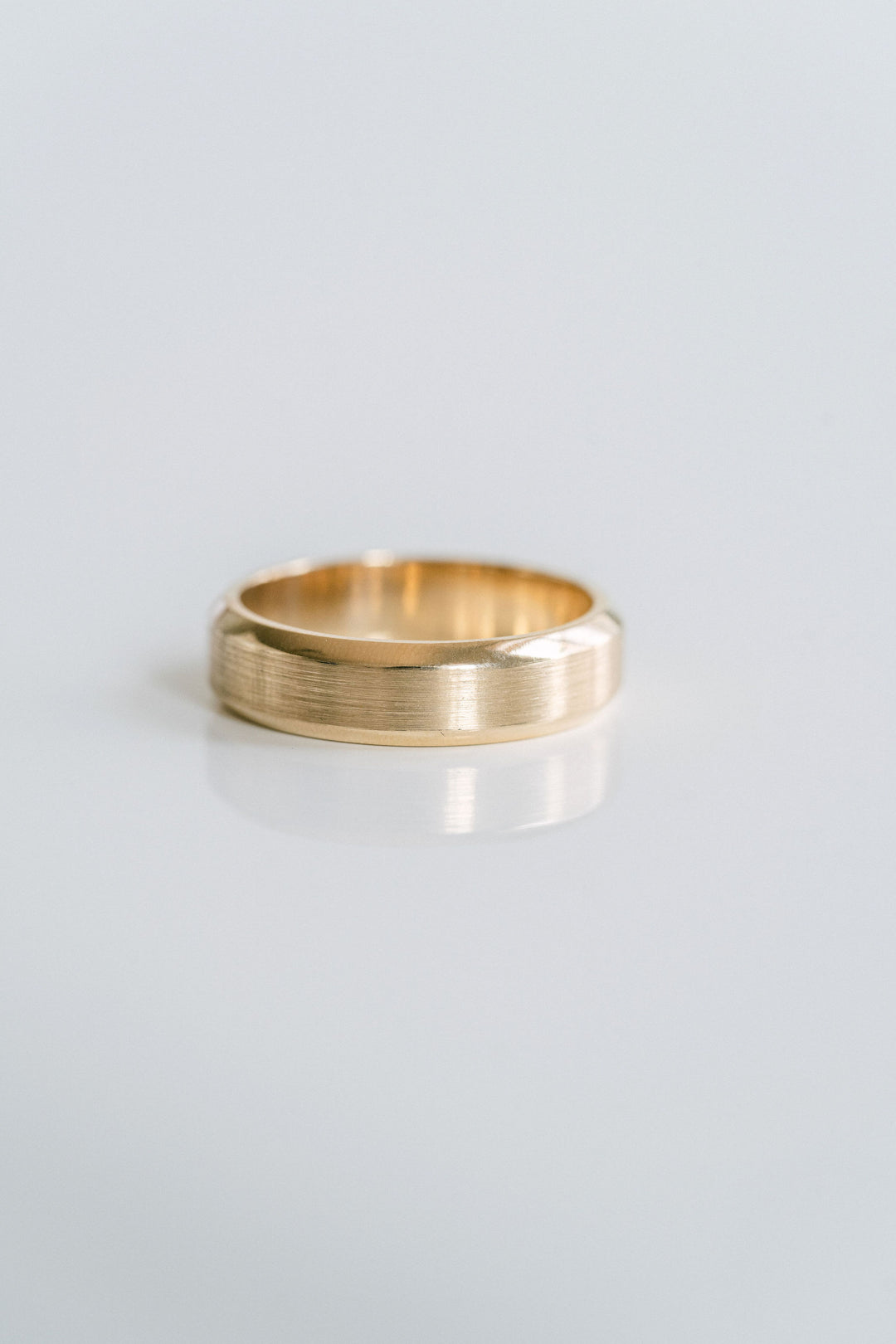 Brushed Flat Mens Band With Bevel Edge