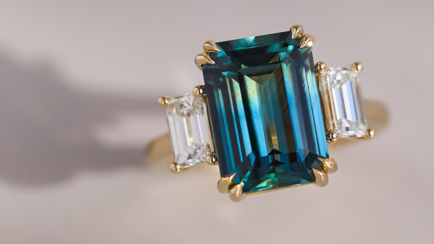 Cavalier Fine Jewelry Blue-Green Sri Lankan Sapphire Ring