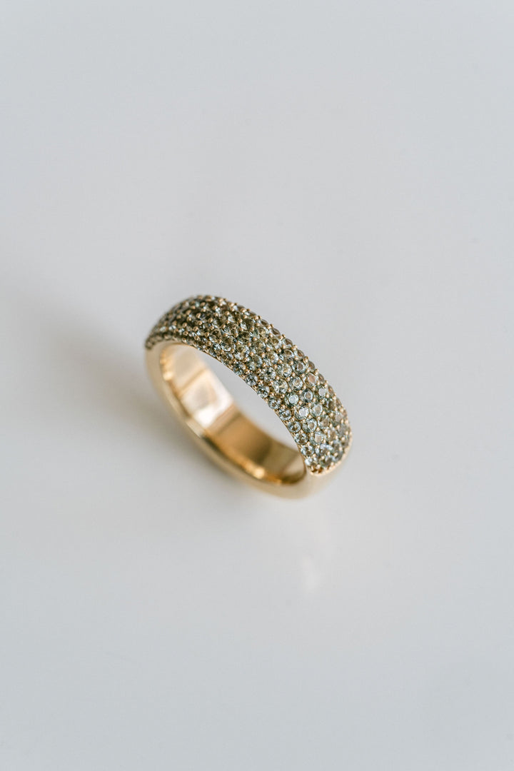 Chunky Light Green Sapphire Micropavé Band