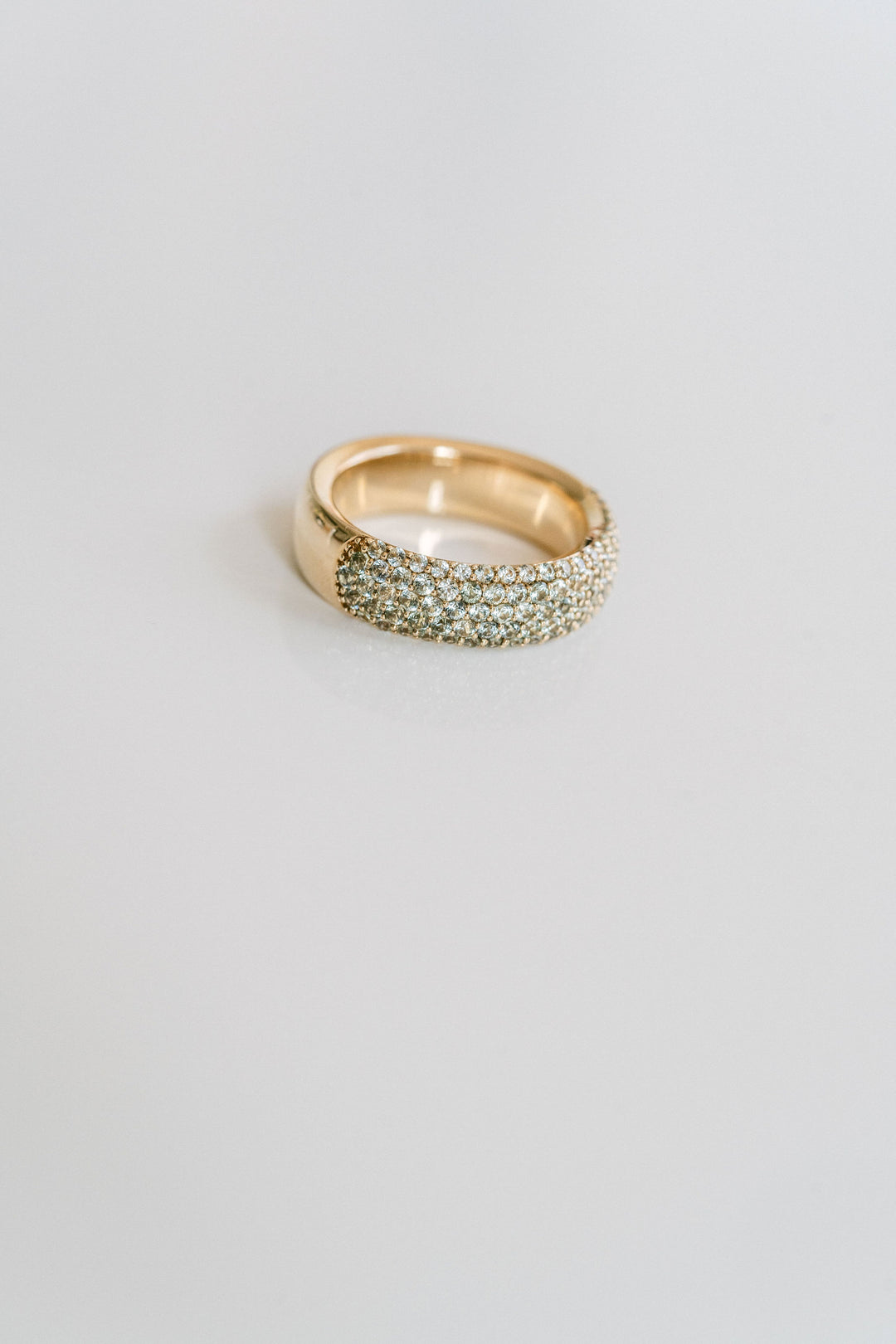 Chunky Light Green Sapphire Micropavé Band