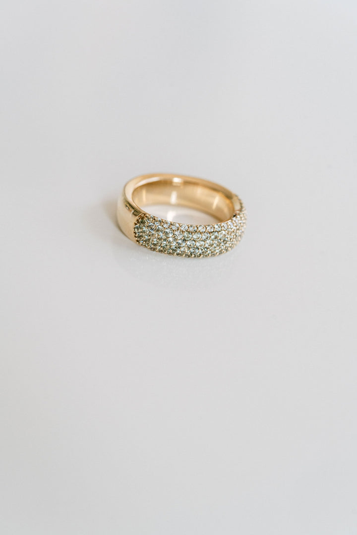 Chunky Light Green Sapphire Micropavé Band