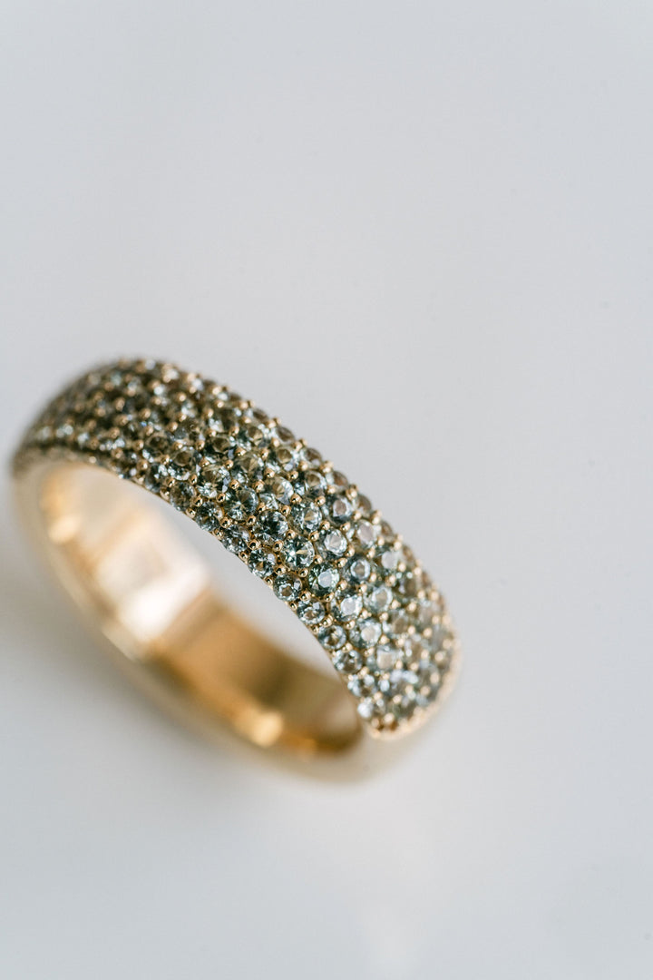 Chunky Light Green Sapphire Micropavé Band