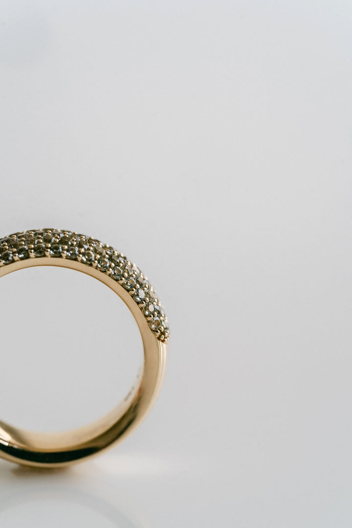 Chunky Light Green Sapphire Micropavé Band