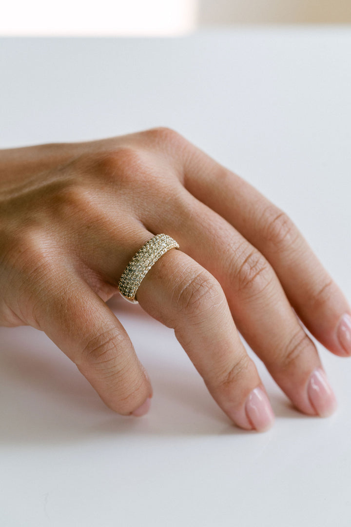 Chunky Light Green Sapphire Micropavé Band