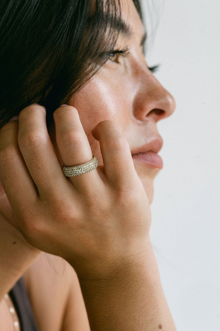 Chunky Light Green Sapphire Micropavé Band
