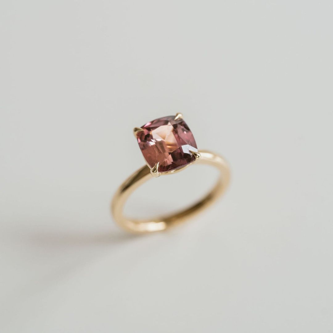Cushion Cut Padparadscha Sapphire Solitaire