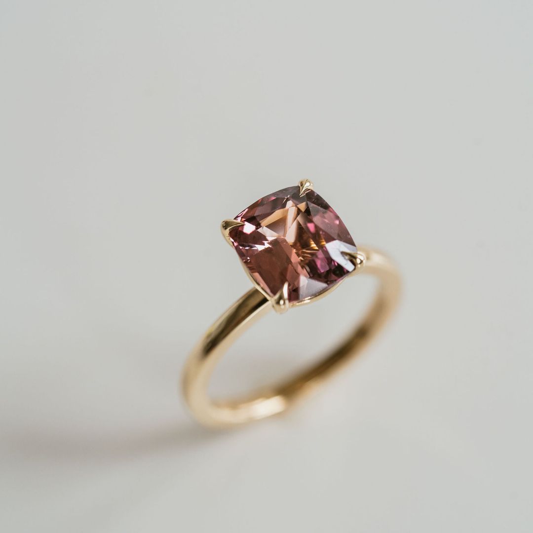 Cushion Cut Padparadscha Sapphire Solitaire