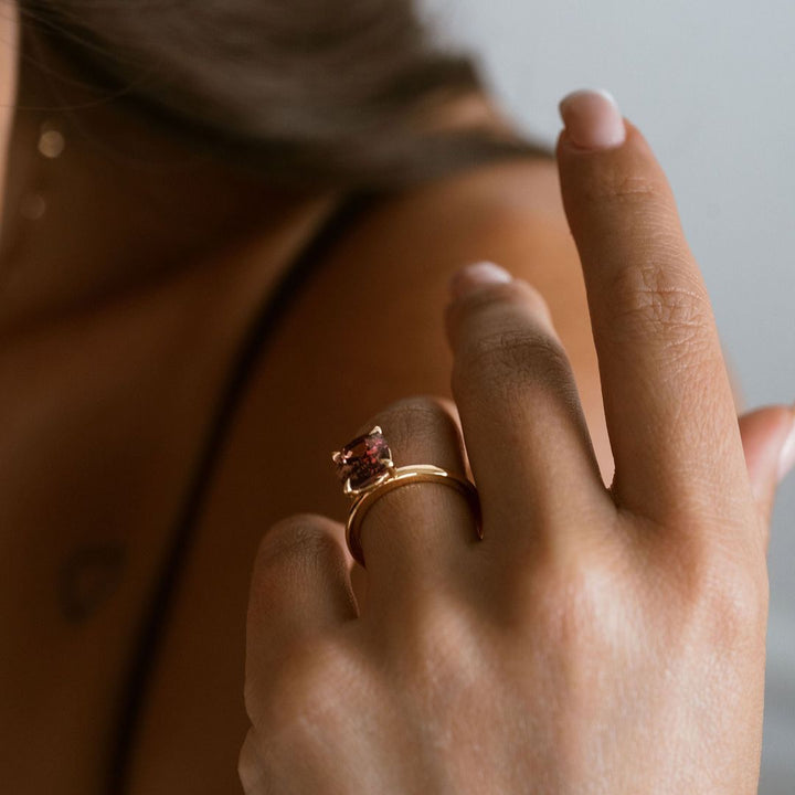 Cushion Cut Padparadscha Sapphire Solitaire