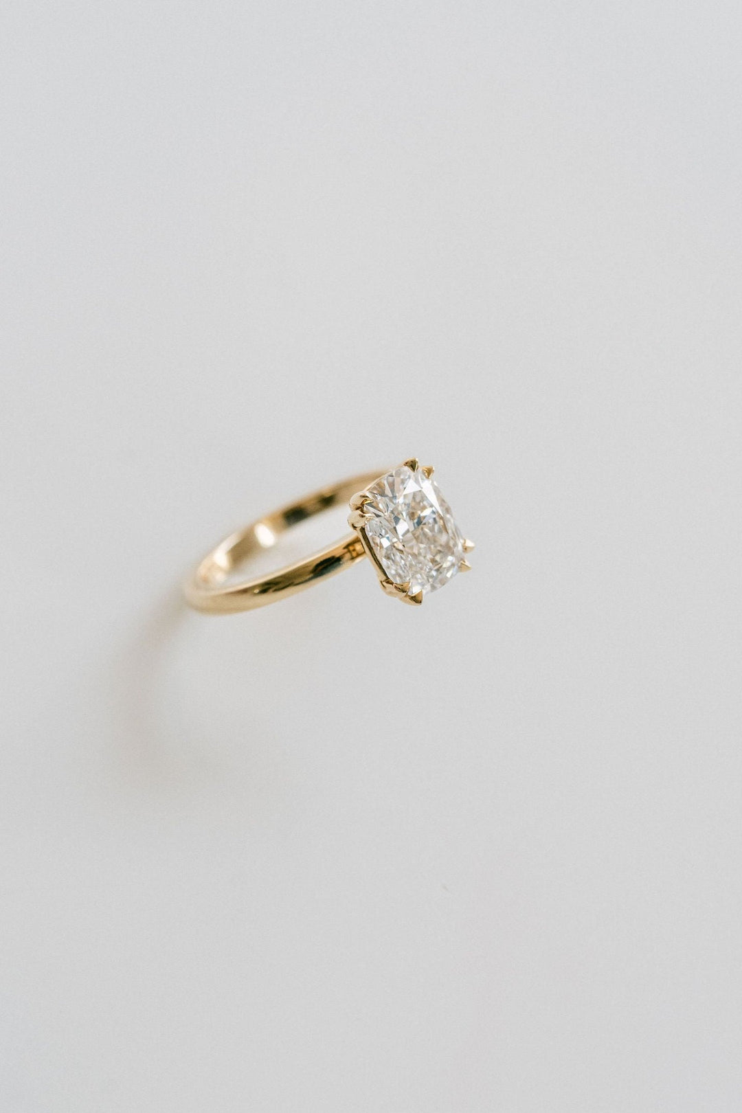 Elongated Cushion Cut Diamond Double Prong Solitaire
