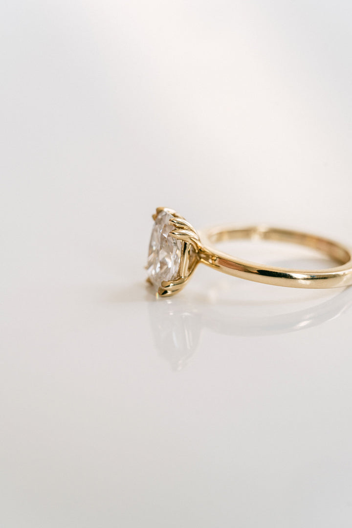 Elongated Cushion Cut Diamond Double Prong Solitaire