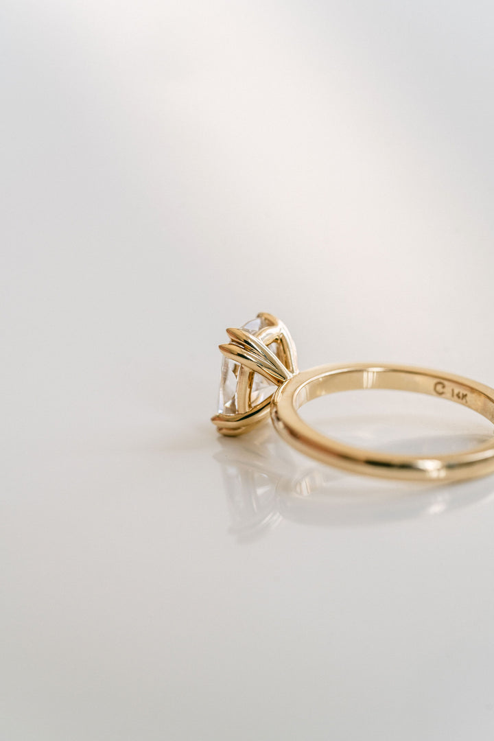 Elongated Cushion Cut Diamond Double Prong Solitaire