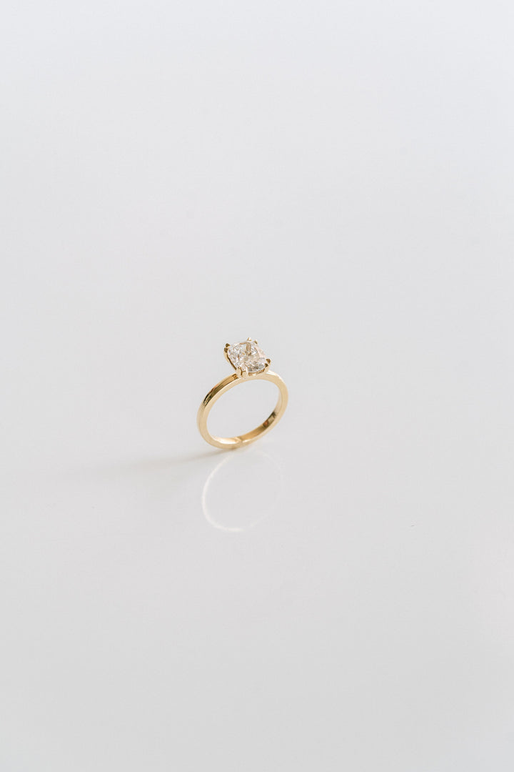 Elongated Cushion Cut Diamond Double Prong Solitaire