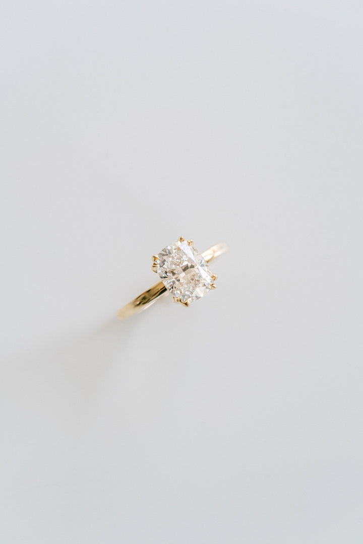 Elongated Cushion Cut Diamond Double Prong Solitaire