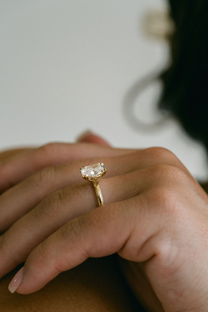 Elongated Cushion Cut Diamond Double Prong Solitaire