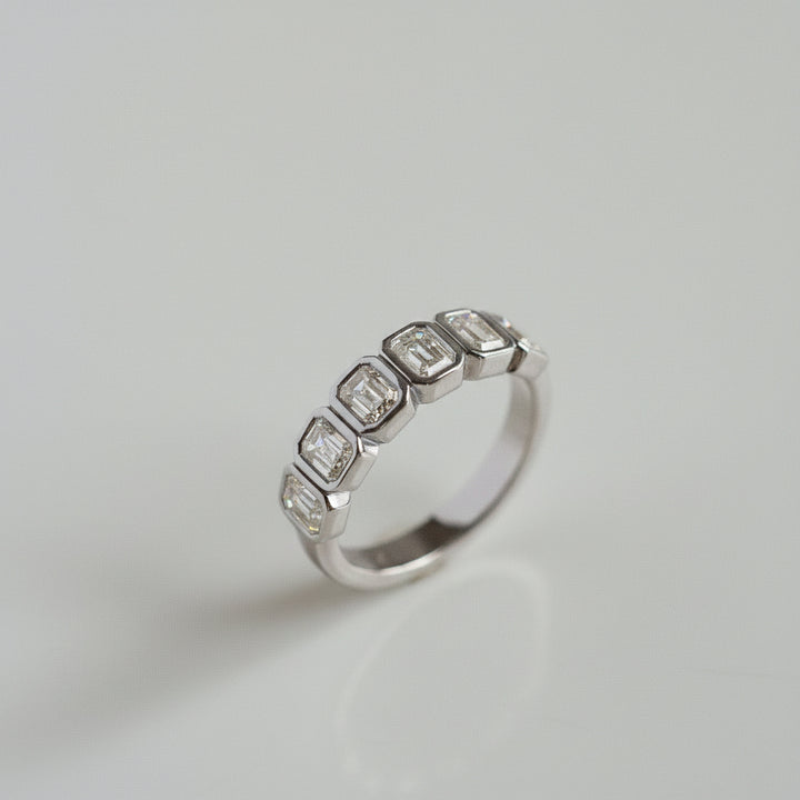 Emerald Cut Diamond Bezel Band