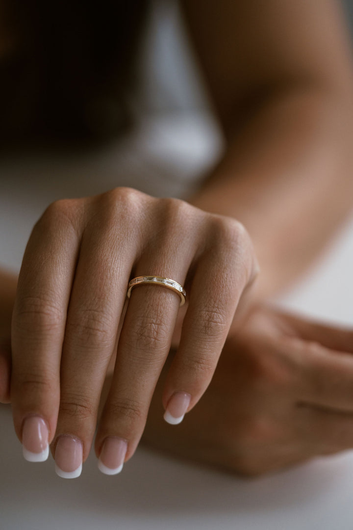 East-West Baguette Diamond Channel Set Band