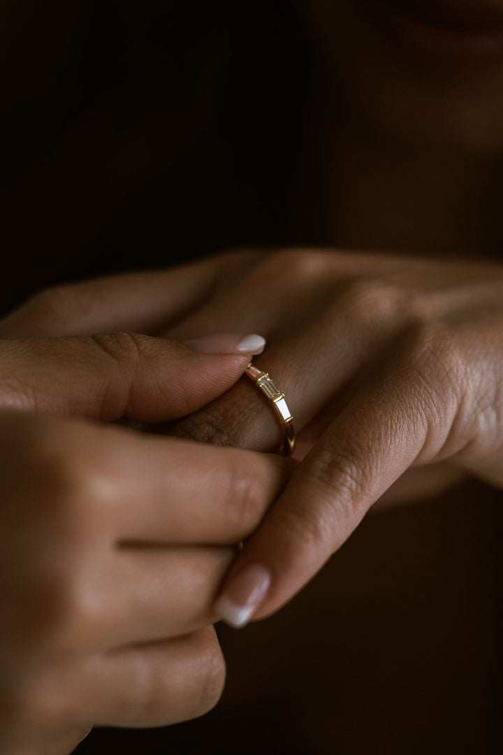 East-West Straight and Tapered Baguette Diamond Band