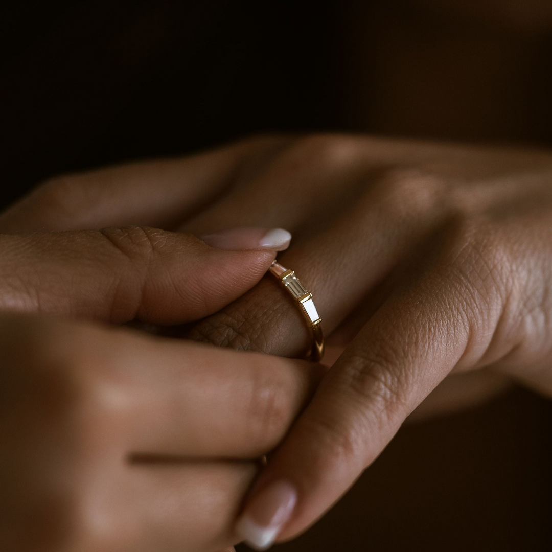 East-West Straight and Tapered Baguette Diamond Band
