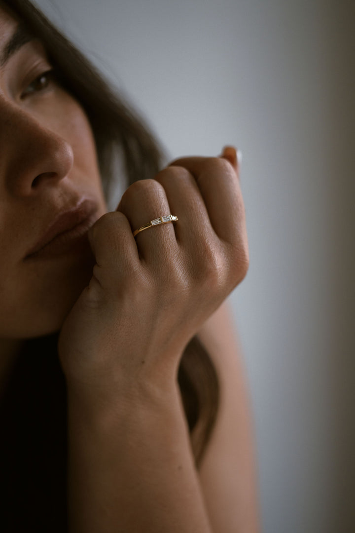 East-West Straight and Tapered Baguette Diamond Band