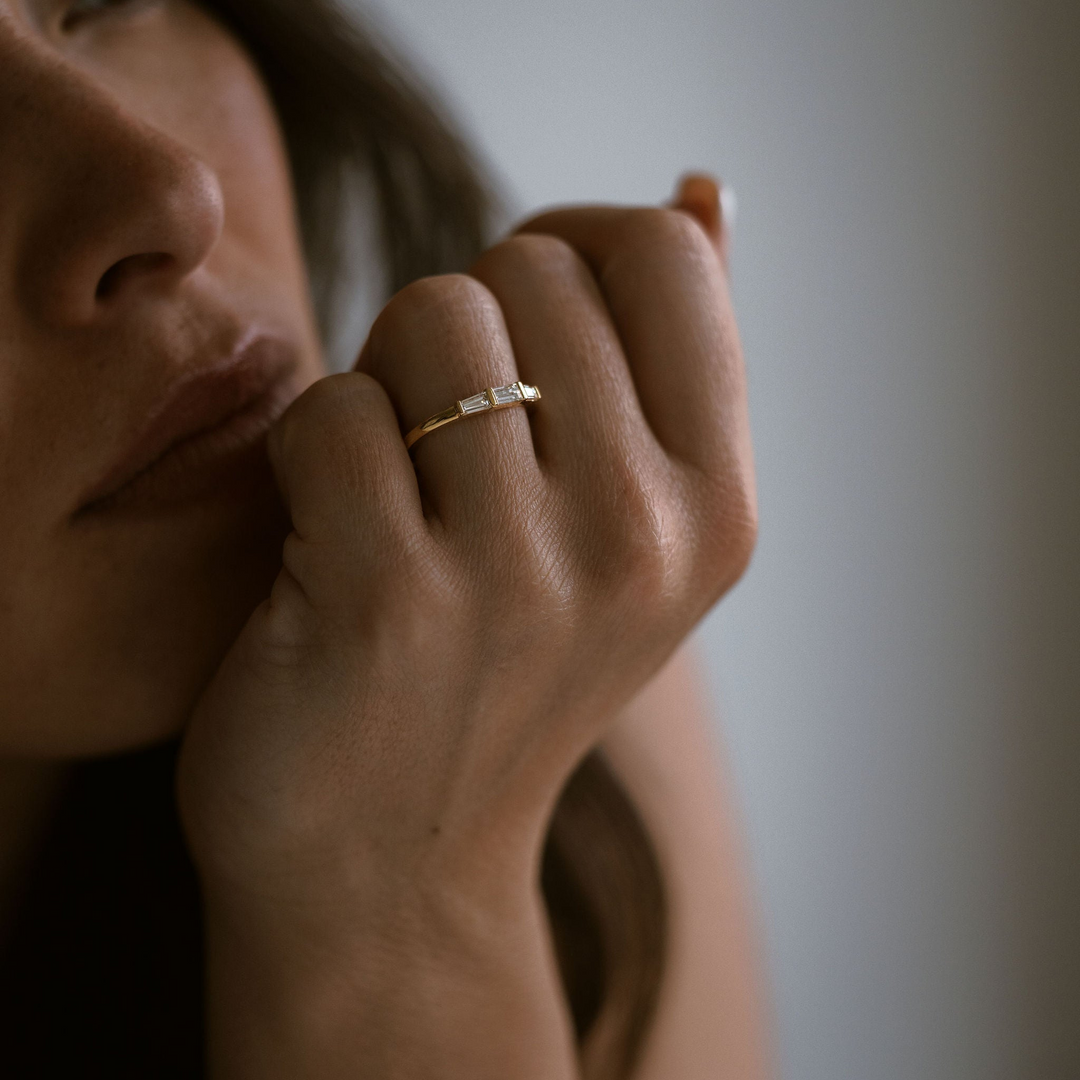 East-West Straight and Tapered Baguette Diamond Band