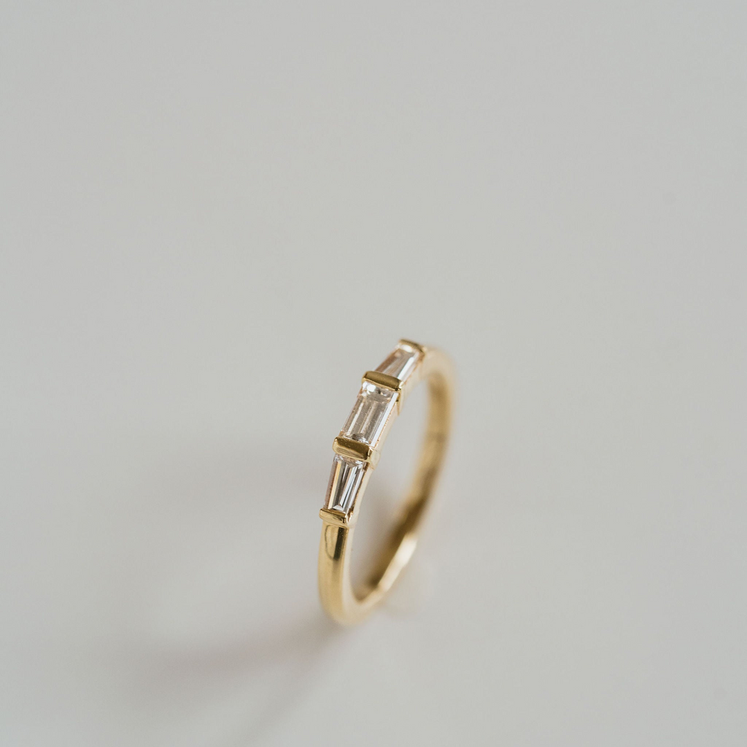 East-West Straight and Tapered Baguette Diamond Band