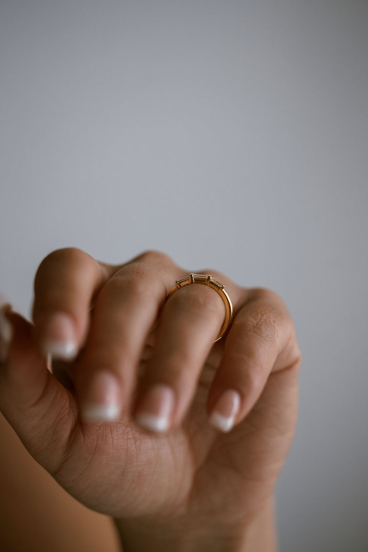 East-West Straight and Tapered Baguette Diamond Band