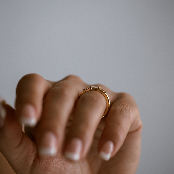 East-West Straight and Tapered Baguette Diamond Band